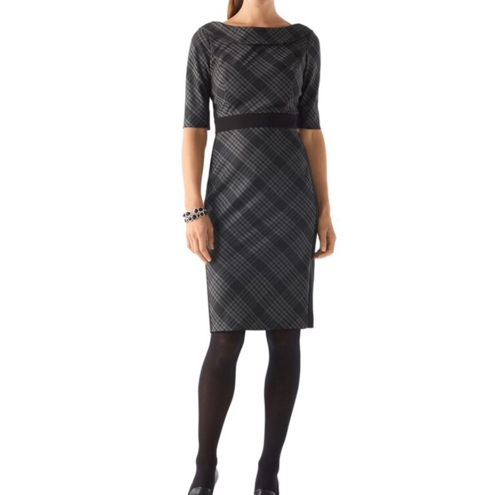 WHBM Bias-Plaid Sheath Dress